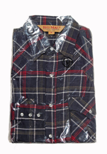 Big Mac 80s USA Heavy Flannel Shirt Checked Vintage Men Size