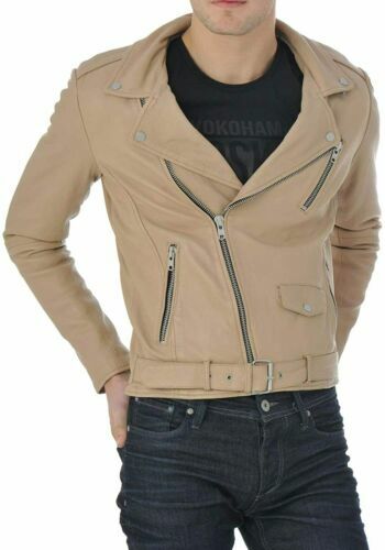 F$L HERREN LEDERJACKE SLIM FIT BIKER MOTORRAD ORIGINAL LAMMLEDER JACKET-197