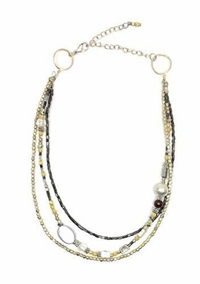 Village Artisan Mocha Charm Necklace Fashion Wood Glass Beads Gift 