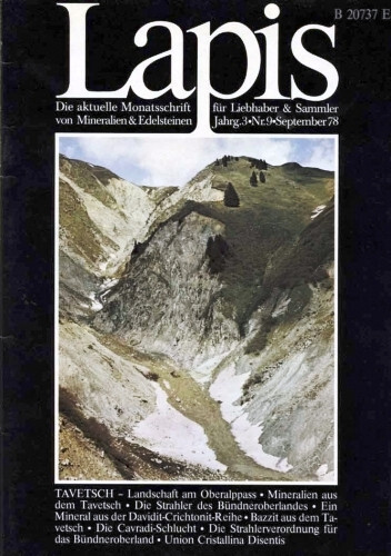 Mineralien Lapis Heft 9 Sep 1978 Tavetsch Cavradi-Schlucht Kluft Bazzit Strahler