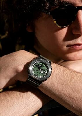 Pre-owned Casio G-shock Quartz Gm-2100b-3ajf Men's Watch Metal Covered Led Light Green
