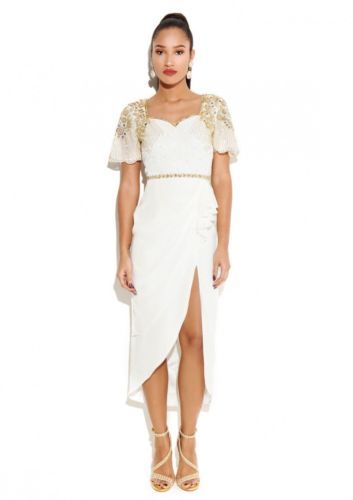 Virgos Lounge - Vestito Midi Arancione Con Top Trasparente - Foto 3