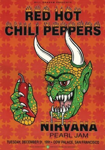 Red Hot Chili Peppers Poster Pacific Coliseum 1996 Litho Hand