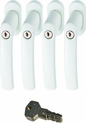 ABUS 442599 FG200 W SB abschließbarer Fenstergriff weiß im Set 4 Stück