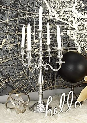 Deco 79 Traditional Aluminum Solid Candelabra, 16" x 16" x 24", Silver