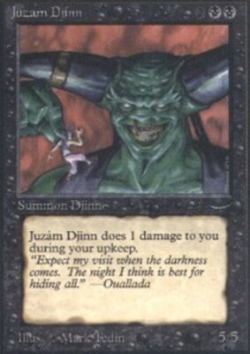 1x Juzam Djinn Heavy Play, English Arabian Nights MTG Magic