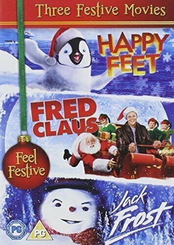 カルテット DVD HAPPY FEET FRED CLAUS JACK FROST 3 FESTIVE MOVIES BOX SET