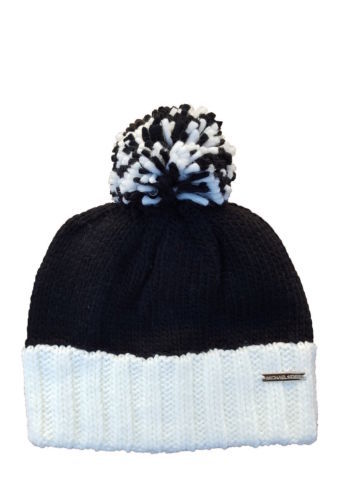 New Michael Kors: One Size Gray & Black Monogram Knit Logo Beanie Michael Kors Hat, Women main image 3