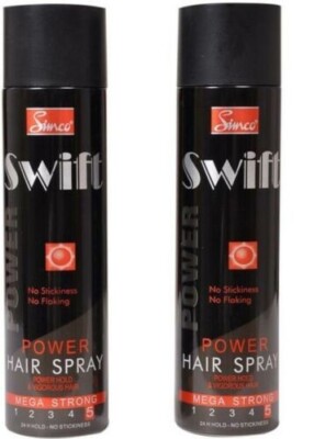 2X Simco Swift Power Hair Spray No Stickiness No Flaking Mega Strong - 250 ML