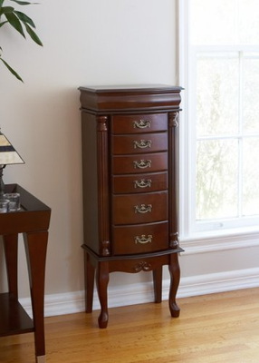 Southern Enterprises Jewelry Armoire, Classic Mahogany Finish with Felt Lined