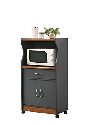 Import Microwave Cart With One Drawer Two Doors And Shelf For Storage Greyoak