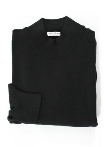 Gran Sasso Polo Sweater Wool Silk Cashmere Mens 52 Black Collared