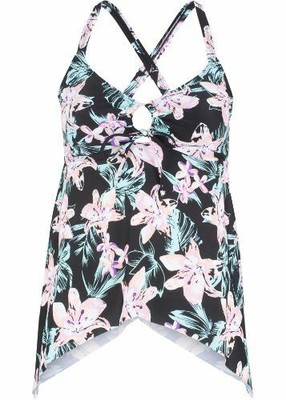 O1°3962 TANKINI - OBERTEIL IN SCHWARZ ROSA GEBLÜMT GR. 50 NEU