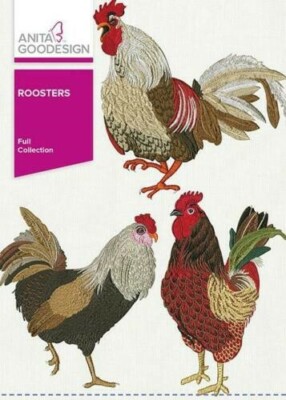 Roosters Anita Goodesign Embroidery Machine Designs  and 57 More Complete Sets..