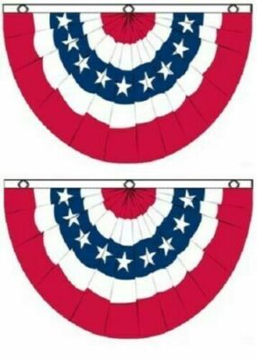 (2 PACK) 3x5 ft American USA Bunting Flag Fan Parade Banner 5X3 FAN