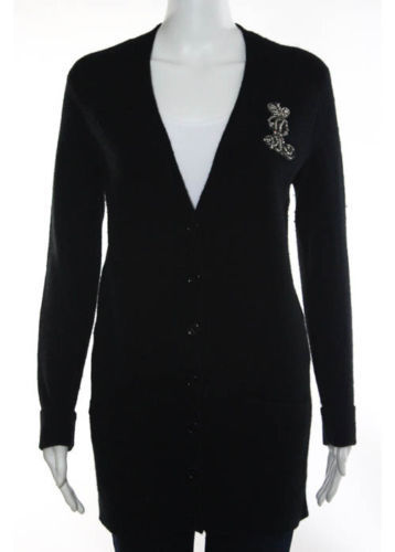Lauren Ralph Lauren LRL Cardigan Womens PM Blue Fringed Jacquard
