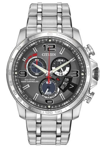 Pre-owned Citizen Eco-drive Mens By0100-51h Perpetual Calendar Chrono A-t Silver Watch