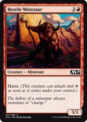 MTG: Hostile Minotaur [Moderately Played] Core Set 2019 Magic the Gathering CCG 