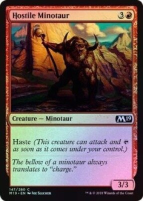 Magic the Gathering HOSTILE MINOTAUR #147/280 M19 Core Set Foil 2018 Common Red