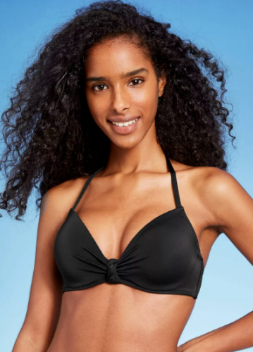 ●ONE BRILLIANT● ShayOB527Black 5009360827 SHADE & SHORE Womens Bikini Top 34B Knot-Front Padded