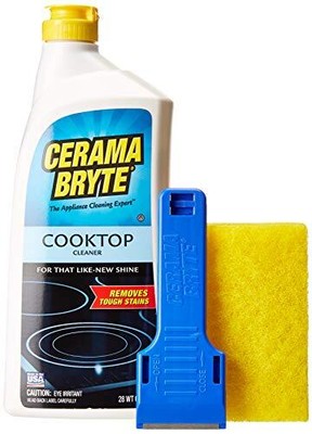 Cerama Bryte Ceramic Cooktop Cleaner (28 oz) Scraper and 5 Cleaning Pads