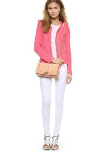 New Rebecca Minkoff LOVE Quilted Leather Crossbody Bag APRICOT PEACH PINK $300+