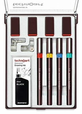 Isomars Fineliner Technical Drawing Pens Stands Compass Waterproof Drawing Ink