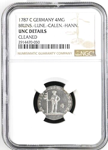 1787 German States Brunswick Luneburg Calenberg Hannover 4 Mariengroschen NGC MS