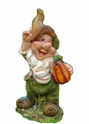 Design Zwerg Flower Mit Kurbis 37 Cm Hoch Deko Garten Gartenzwerg