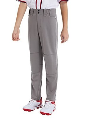 BALEAF Boys Baseball Pants Youth Adjustable Inseam Piping Open Bottom Relaxed