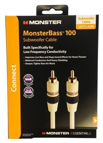 ケーブル・シールド MONSTER CABLEMONSTER BASS 300 SUB WOOFER MonsterBass 300 Subwoofer Cable 12ft Sub Cord RCA Monster B9