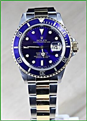 ROLEX SUBMARINER Automatic  Ref 16613 18K Yellow Gold & Stainless Steel . BLUE