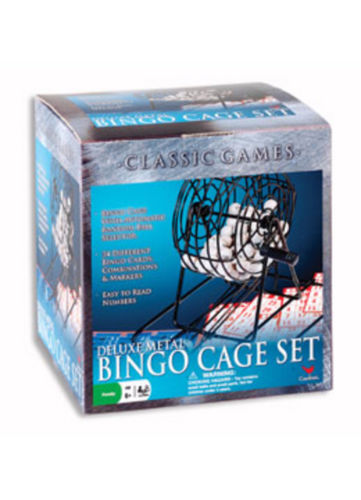 Deluxe Bingo Game Set w/Bingo Cage, Bingo Balls, Board, 10