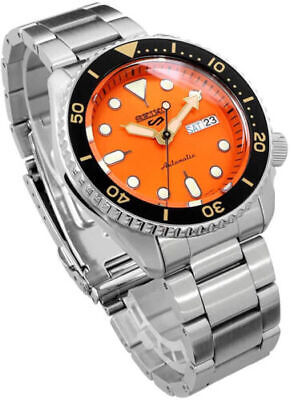 Pre-owned Seiko 5 Sports Srpd59k1 Orange Dial Automatic Mechanical Diver Men Watch Genuine