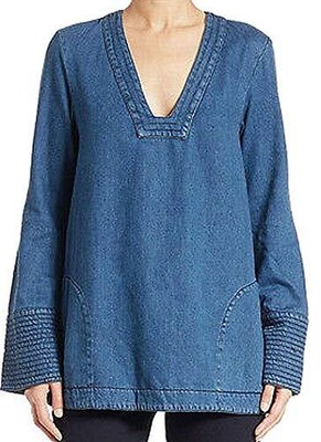 

Женская джинсовая туника Free People Dreaming of Denim, синяя футболка Hendrix SM SM, Синий