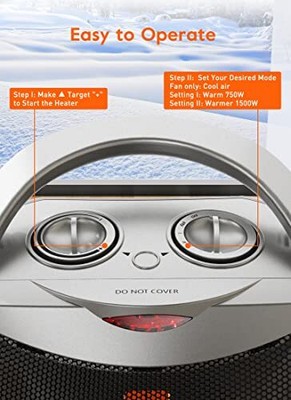 GiveBest Portable Electric Space Heater with Thermostat 1500W/750W Safe - Silver