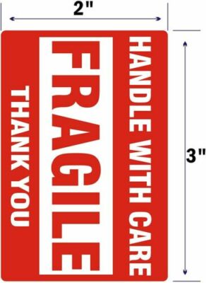 1 Roll 2“ x 3” Fragile Handle With Care Stickers Labels, 500 Per Roll USA STOCK