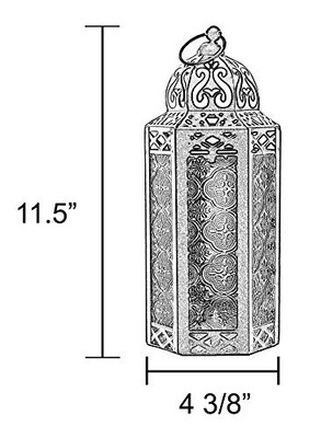 Gold Moroccan Decorative Candle Lantern Holder Blue Glass Medium