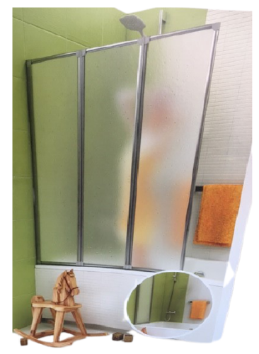 Badewannenfaltwand 3 teilig Faltwand Badewannenaufsatz Duschwand Duschabtrennung