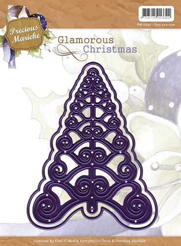 Stanzschablone - Precious Marieke - Glamouröse Weihnachten - Eins, zwei, Baum