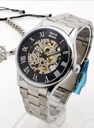 Orologio Polso ZCC 023 Uomo Automatico Acciaio Fashion Silver Nero lac
