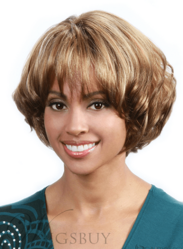 African American Women Short Curly Layered Bob Hairstyle Capless
