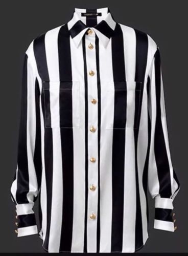 BALMAIN x H&M Black Silk Blouse Shirt Jacket size 38 US8 as seen 