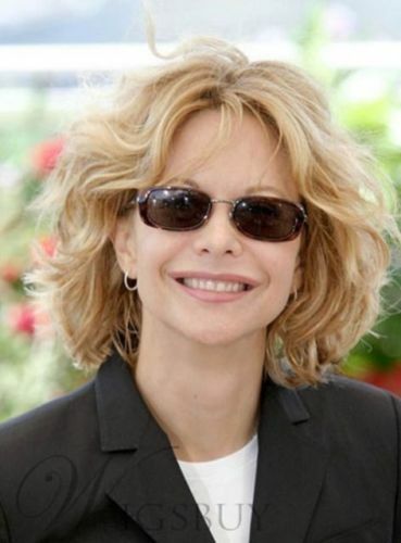 Free Style Meg Ryan Hairstyle Bob Loose Wavy Blonde Hair Wig 12 In