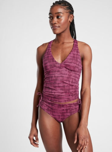 

Топ танкини с глубоким вырезом Athleta и принтом Tahiti Vintage, сливовый, размер, Фиолетовый