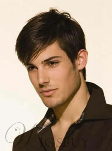 Handsome Men S Hairstyle Short Straight Meidum Brown Monofilament