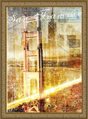 FRAMED San Francisco Golden Gate Bridge Skyline Collage by Roozbeh Bahramali ...