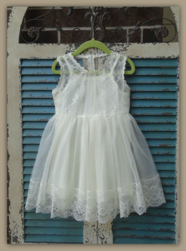Flower girl Ivory tulle dress Princess Birthday Party Lace Dress