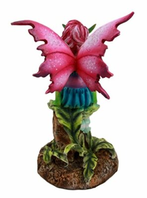 Ebros Gift Amy Brown Magenta Forest Fairy With Flirting Hummingbird Figurine 6"H