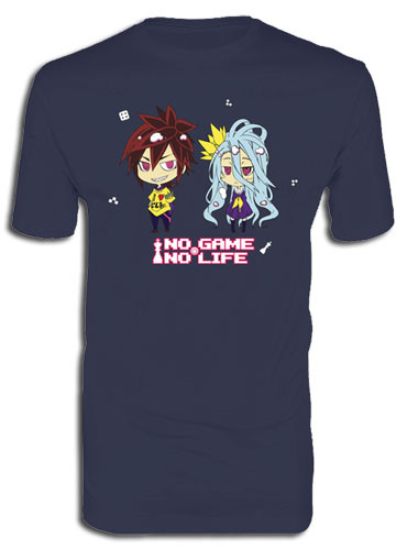 ** Законная ** Нет игры - нет жизни, чистая аутентичная футболка Chibi Sora & Shiro #90244